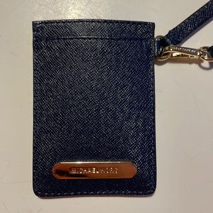 Michael Kors Wristlet/Metro Pass Case Blue Leather